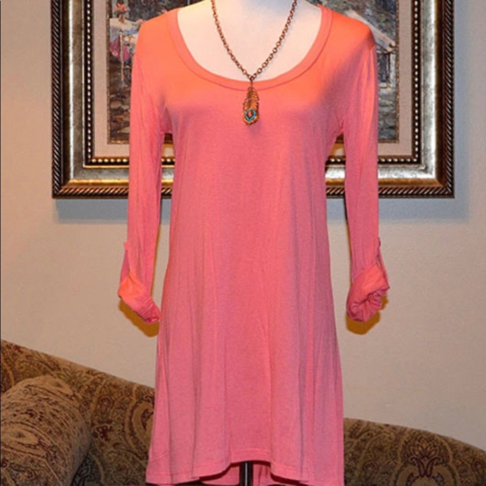 Pink 3/4 Sleeve high low Tunic
